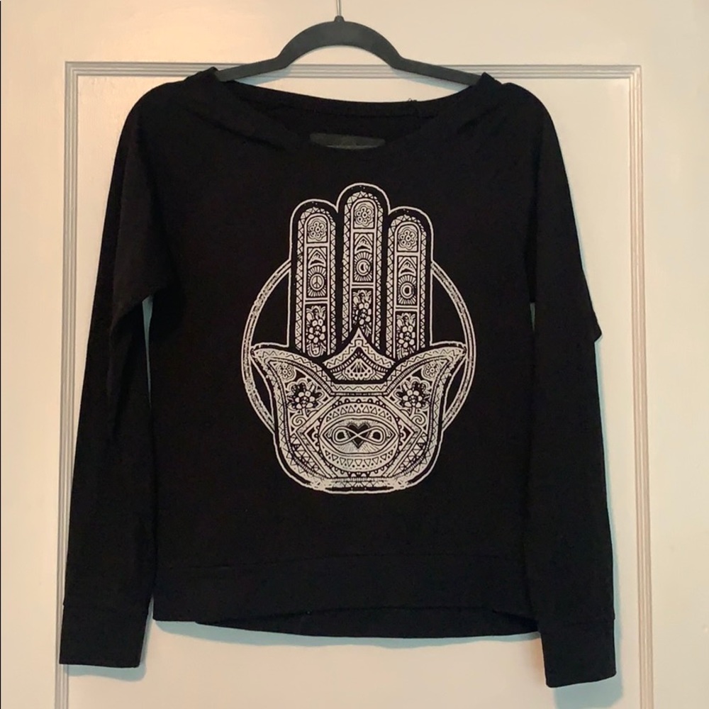 Black crew neck hand of god logo sweatshirt 🧘‍♀️